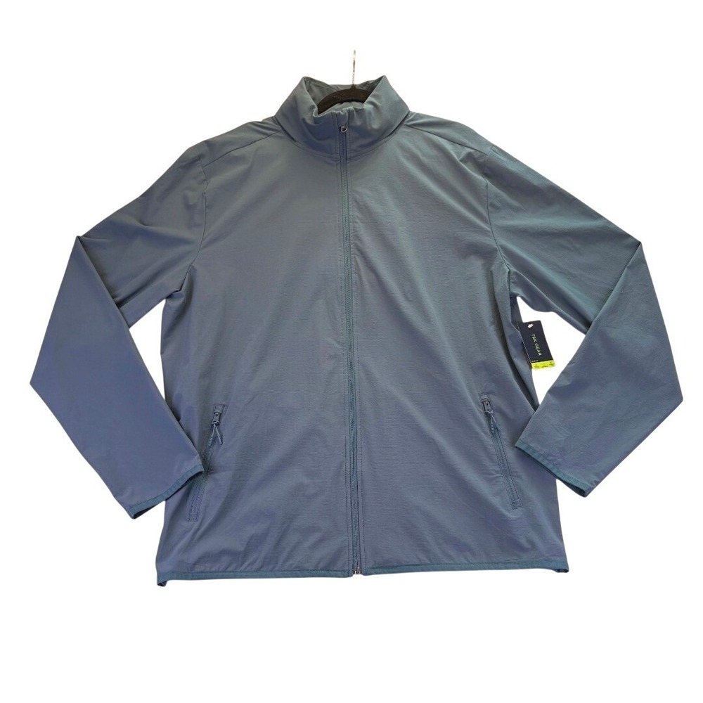 NWT Tek Gear Mens XLT Blue Active Elevated Woven Full Zip Jacket Windbreaker Gym